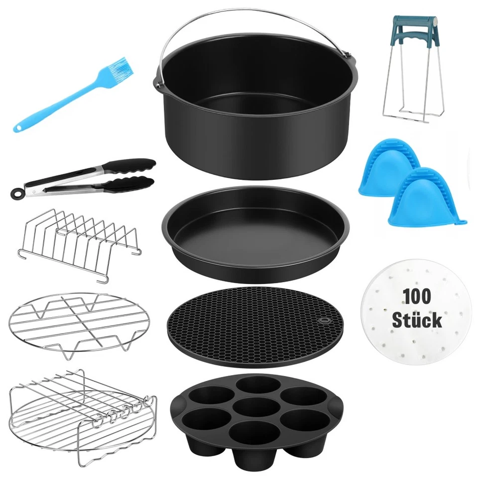 Heißluftfritteuse Zubehör 13tlg Fritteuse Airfryer Grillrost Rost Heißluftofen·