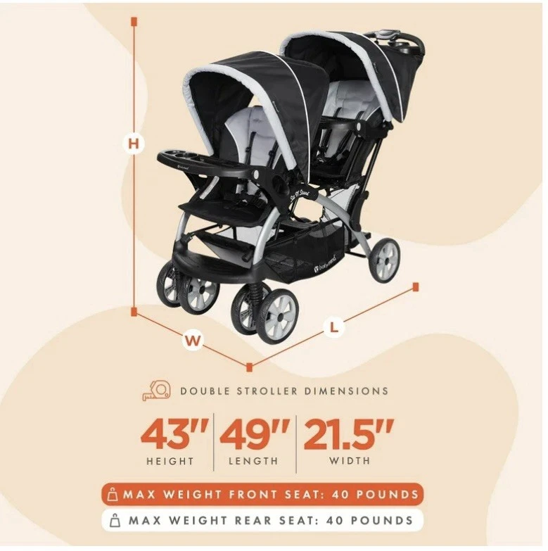 Cochecito doble Baby Trend Sit N' Stand - blanco y negro Foto 2 de 4