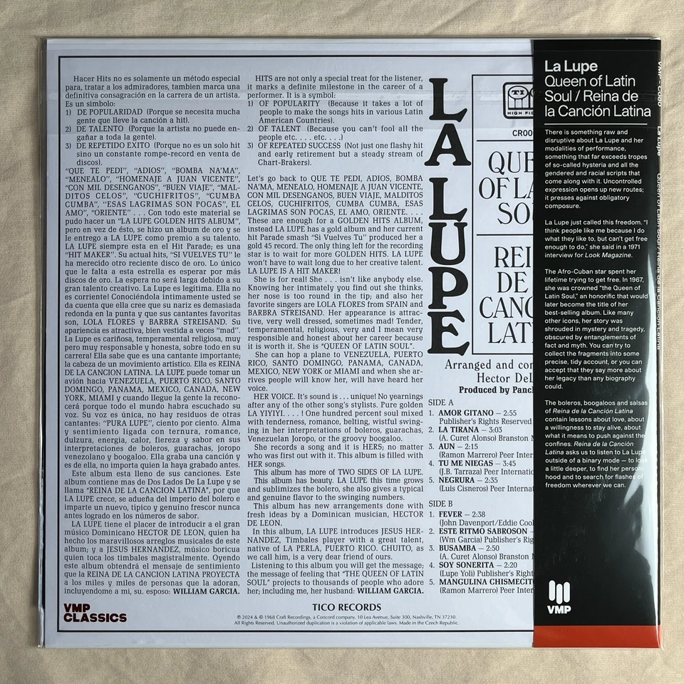 LA LUPE Queen Of Latin Soul 2024 Vinyl LP Tico/VMP CR00699 - NM Foto 2 de 4