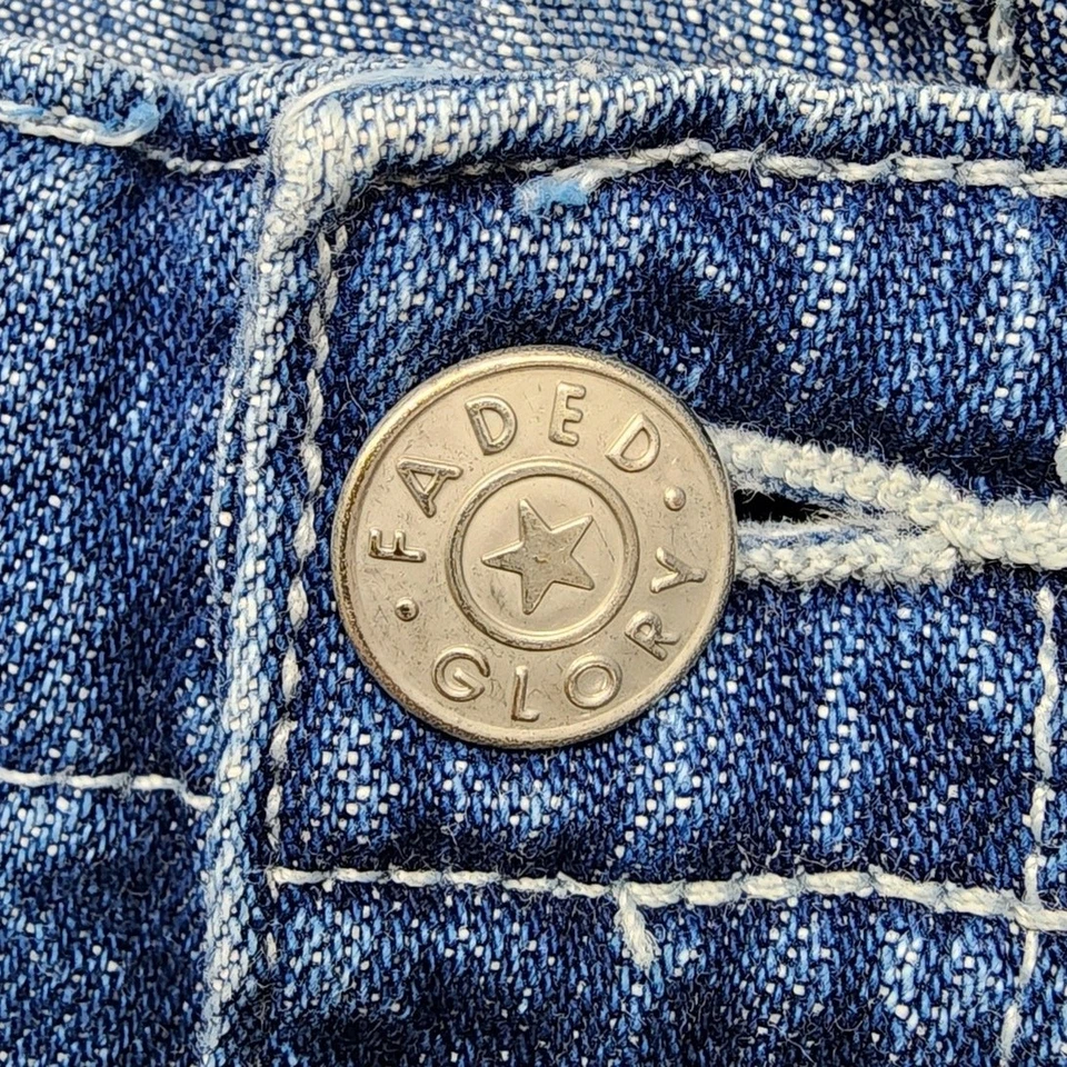 Pantalones Cortos De Colección Años 90 Desteñidos Glory Para Mujer 6 Azul Denim Tiro Alto Clásicos Informales Foto 2 de 4