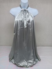 Forever Silver Metallic Tie Neck Halter Party Dress size Small