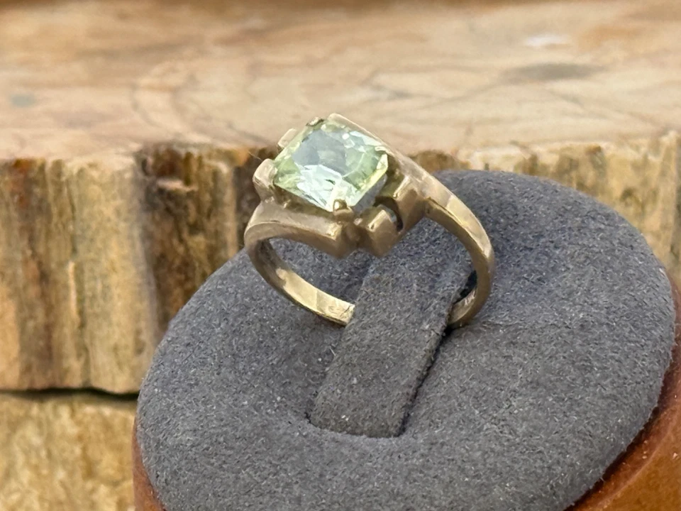 Anillo de cóctel vintage de topacio limón de oro amarillo macizo de 10 quilates talla 5,25--2381,25 Foto 4 de 4