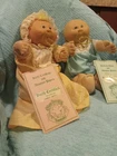 Vintage Lot 2 Coleco Cabbage Patch Kids Preemie Pacifier Dolls birth certificate