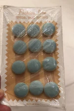 VTG Fashion-Tone 12 Mod 7/8” Blue/White Round Plastic Buttons Tunnel Shank NOS