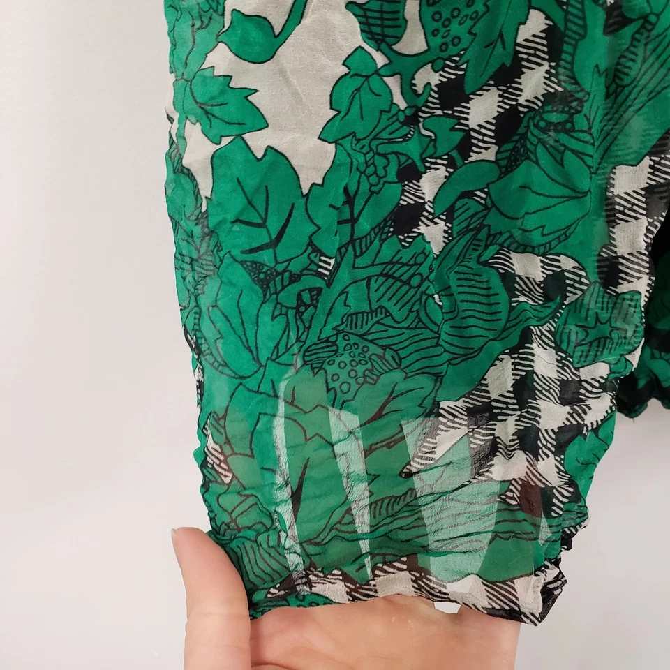 Diane Von Furstenberg Womens Silk Wrap Mini Dress Size 14 Gingham Sheer Picnic - Image 3 of 4