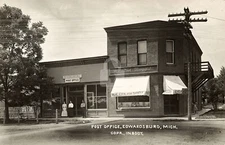 Post office Edwardsburg MI Michigan 1910 RPPC Photo Postcard COPY