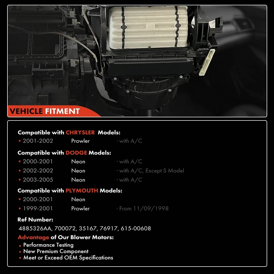 Motor soplador HAVC con jaula de ventilador para Dodge Neon 2000 2002-2005 Plymouth Prowler Foto 2 de 4