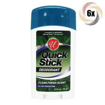 6x Sticks U Quick Clean Fresh Scent Deodorant | 2.25oz | All Day Protection!