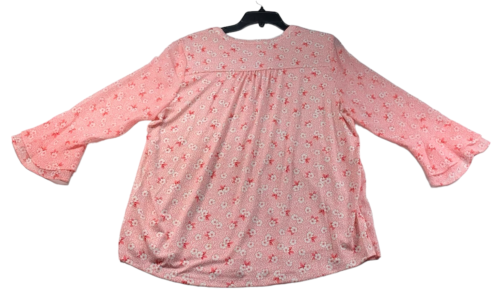 Charter Club Blouse Womens Size Xlarge Petite XPL Pink Floral Vneck Pleated New - Picture 2 of 7