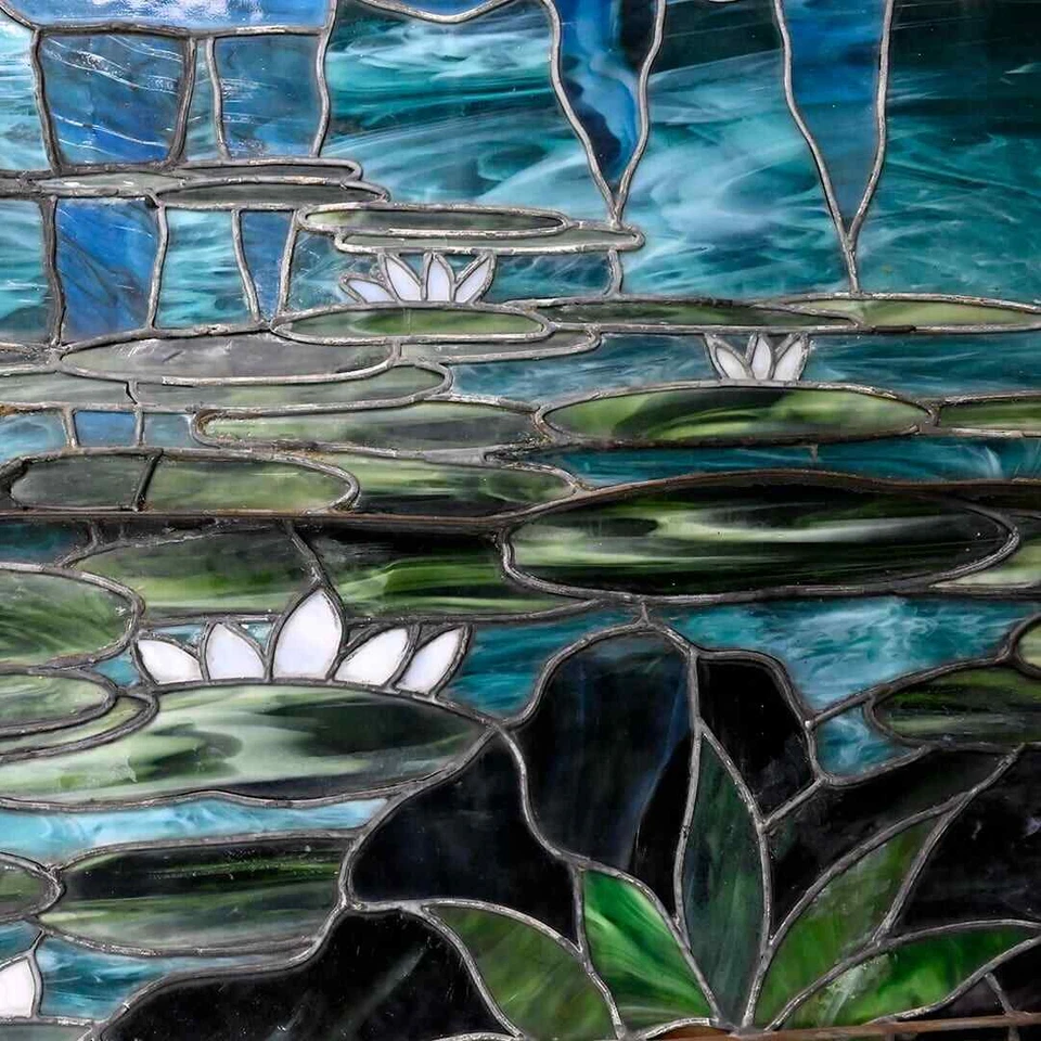 Свинцовое стеклянное окно в стиле модерн, около 1900–1930 гг. - Изображение 2 из 4