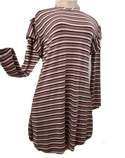 Love Fire Long Sleeve Ruffle Shoulder Crew Neckline A-line Stretch Dress Size M