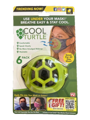 Cool Turtle for Facemasks  Package of 6.  Re-usable  NEW