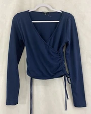 Ambiance Women Top Size M Long Sleeve Navy NWOT