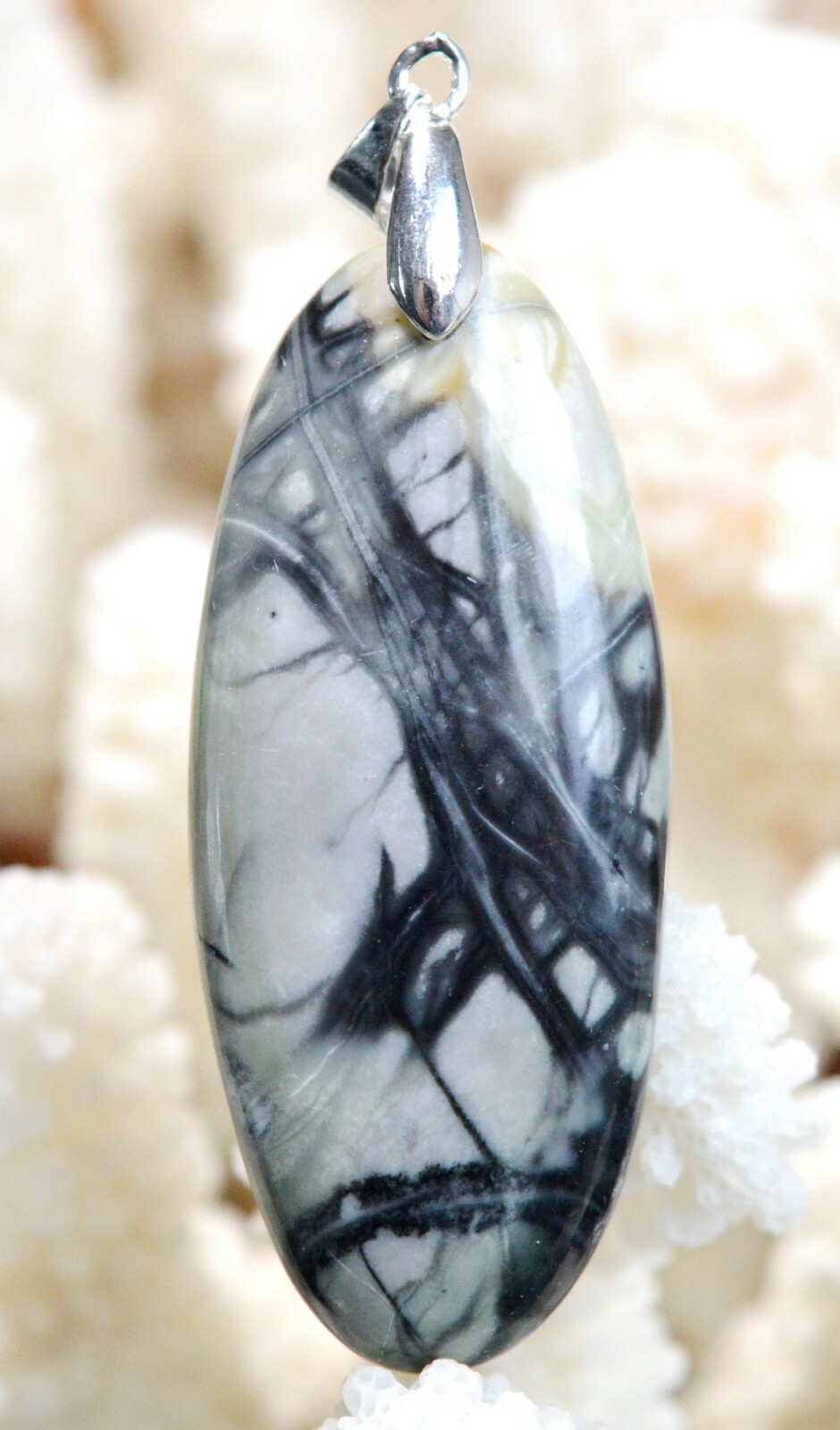 Pendentif Jaspe Picasso 52 cts unique en pierre naturelle véritable d'USA