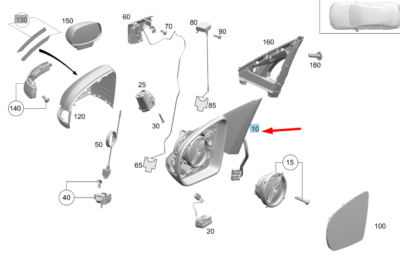 MERCEDES-BENZ C W205 Front Left Door Mirror Frame RHD A2058102502 