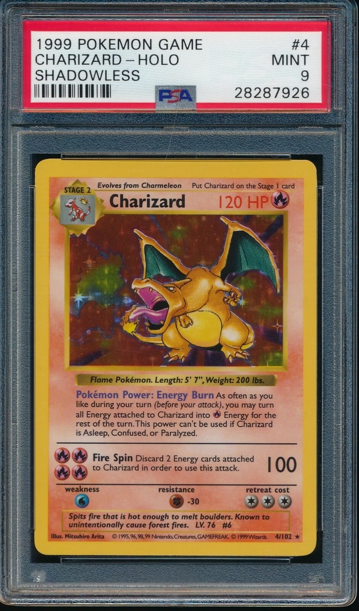 【PSA9】ラッキー 英語1999 シャドーレス shadow less PSA 9 CHARIZARD 1999 Pokemon Base Unlimited SHADOWLESS #4
