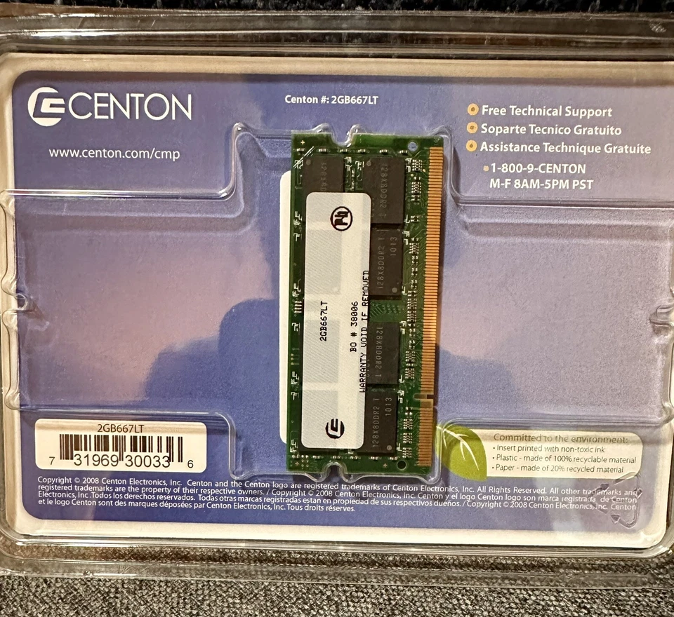 2GB DDR2 Laptop Computer Memory Centon DDR2-667/533/400 New Sealed - Image 2 of 3