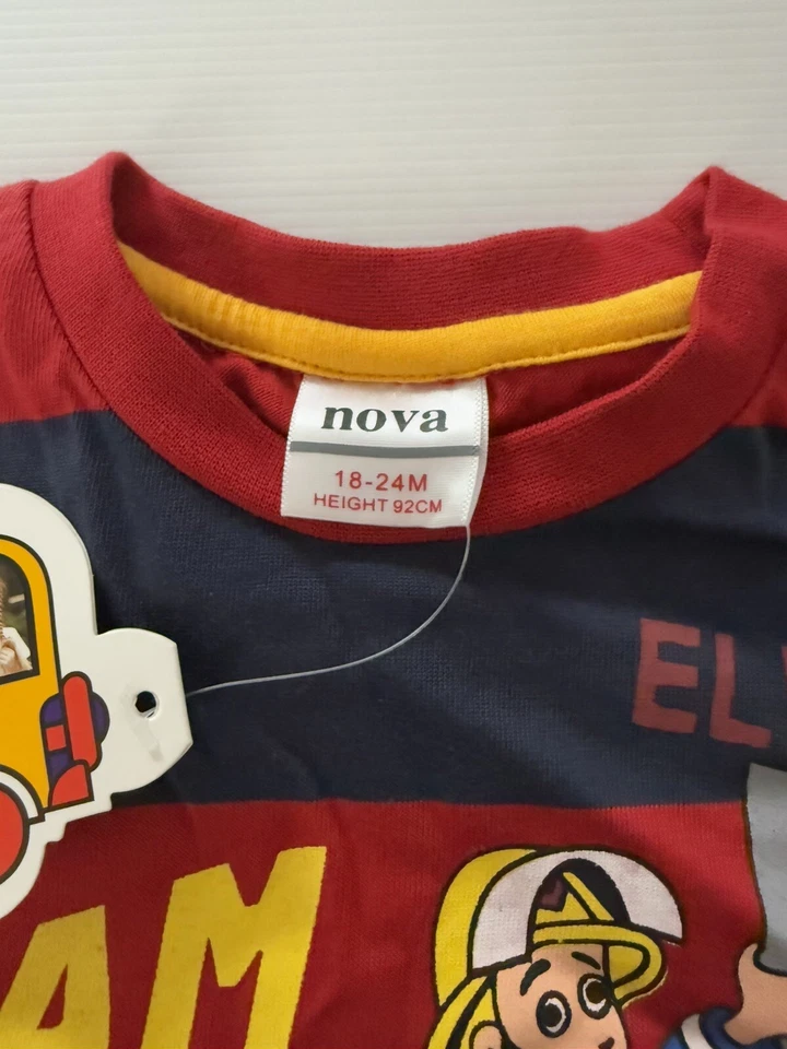 NEW Boys Fireman Sam T-Shirt 18 - 24 Months 100% Cotton Kids Long Sleeve Top Tee - Image 3 of 4