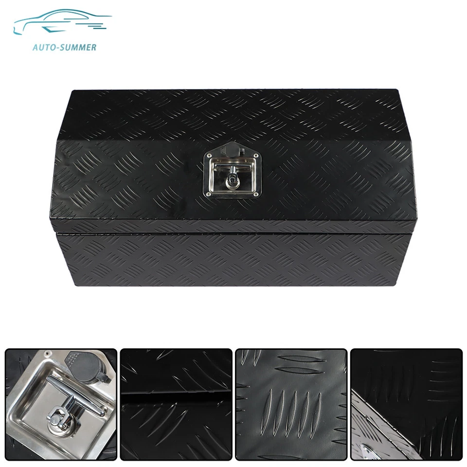 For Truck Pickup RV Trailer 30" x 13" x 13"  Black Aluminum Top Mount Tool Box Foto 4 de 4