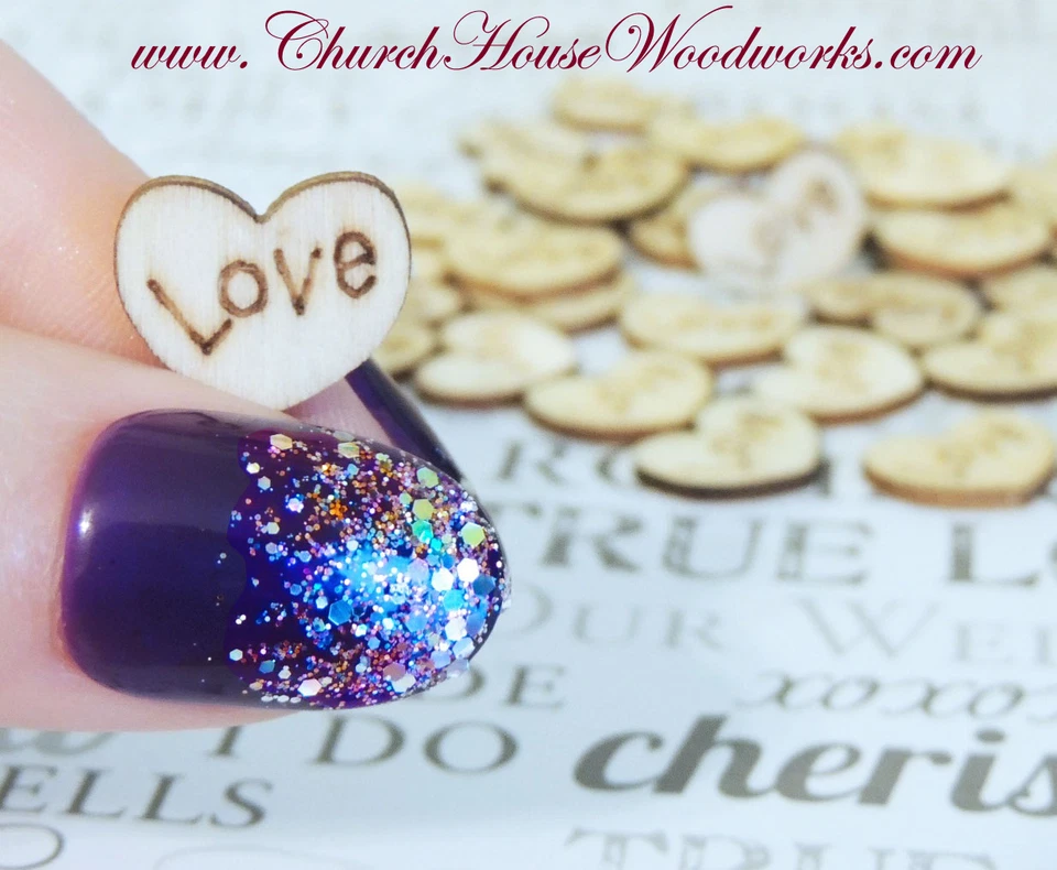 100 wood love hearts for rustic wedding, venue decor, confetti, wood hearts USA - Image 2 of 4