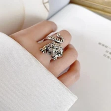Vintage 925 Sterling Silver Tiger Ring Unique Tiger Ring
