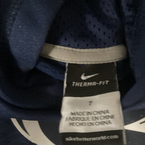 Nike Therma Fit Hooded Sweatshirt Blue Cheetah Panther Size 7 Kangaroo Pocket - Picture 10 of 17