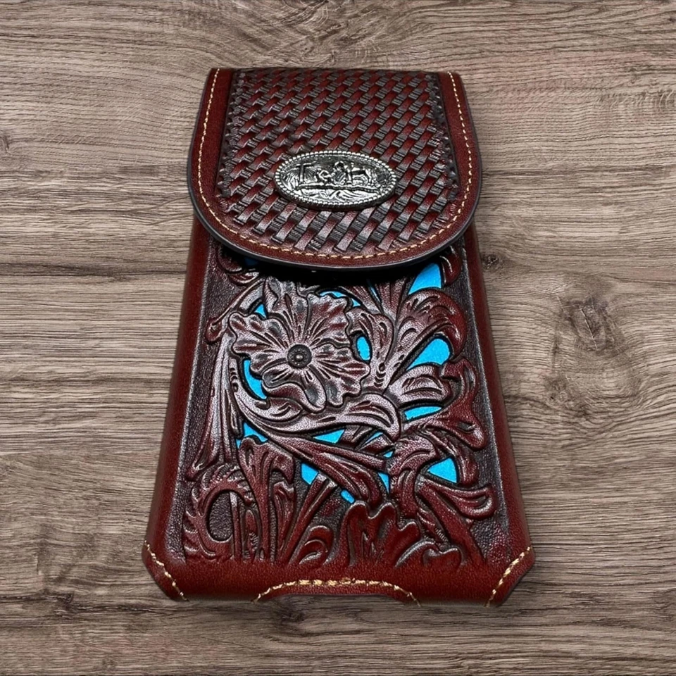 7" COWBOYS PRAYER WESTERN POUCH BELT LOOP HOLSTER CELL PHONE CASE UNIVERSAL SIZE - Image 3 of 4