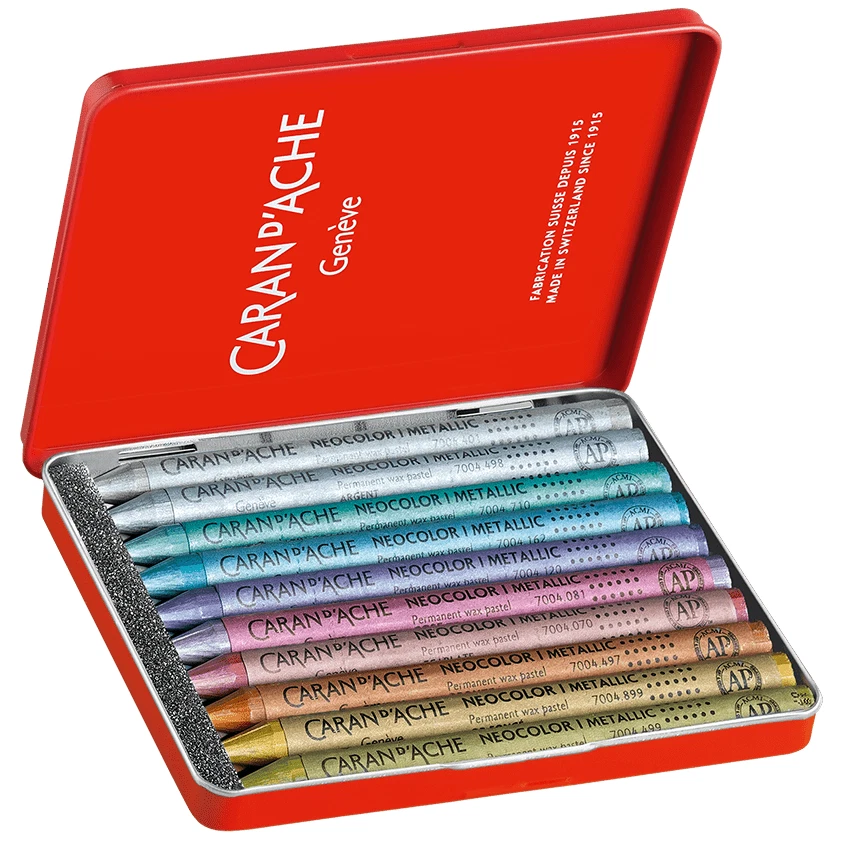 Caran d’Ache Metallic Neocolor I 10 Wax Pastels — Water-Resistant, Assorted Colo - Image 2 of 4