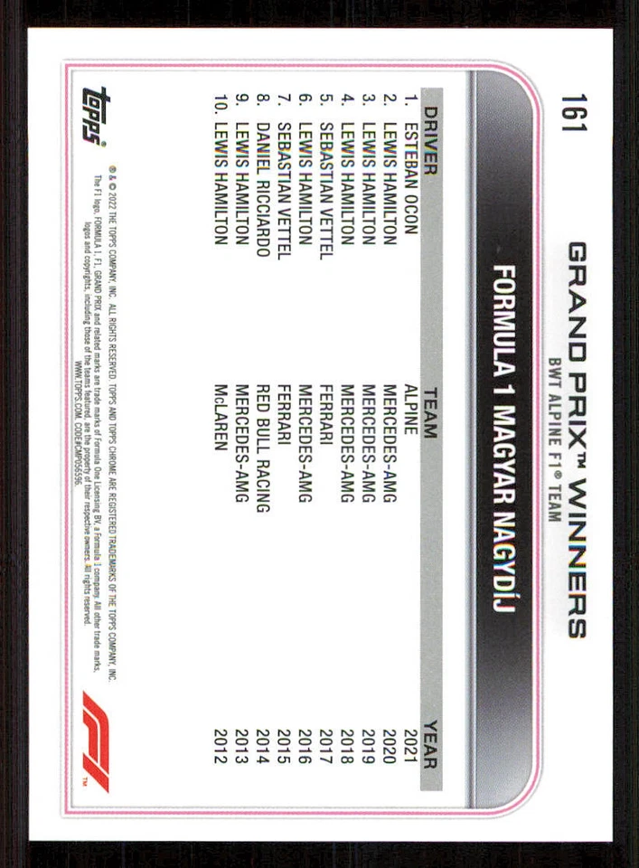 2022 Topps Chrome Formula 1 #161 Esteban Ocon GPW - Image 2 of 2