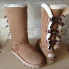 UGG TRIPLE TRIPLET BAILEY BOW II CHESTNUT WATER-RESISTANT TALL BOOT SIZE 7 WOMEN