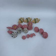 20pc Vintage Flower Pin Cushions Lot Pink Cre...