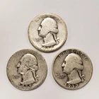 1937 P D S 25c Washington Silver Quarter 3 Coin Set - .54 ASW - U1045