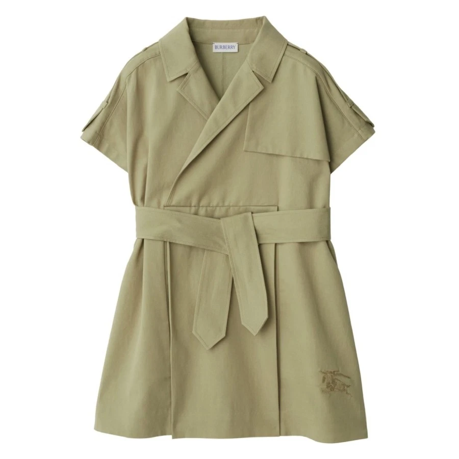 Abito trench Burberry bambino con cintura in vita misto cotone