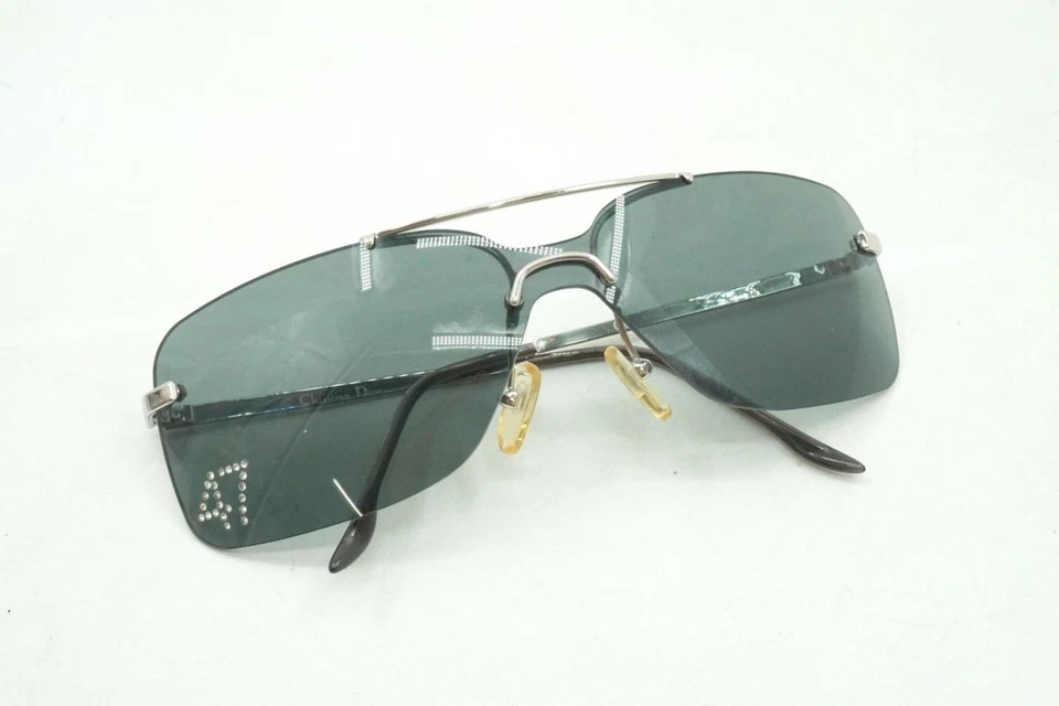 Christian Dior 47 Sunglasses Eyewear Rhinestone Frameless Metal Silver 4348k - Image 2 of 4