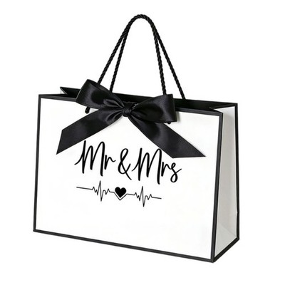 Large Capacity Wedding Gift Bag White Cardstock Bag For Special Event
