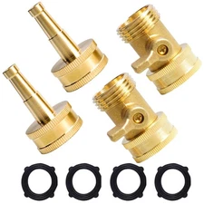 2 Set Heavy Duty Brass Hose Nozzle, Pressure Jet Nozzle with Hose Shutoff Valve,