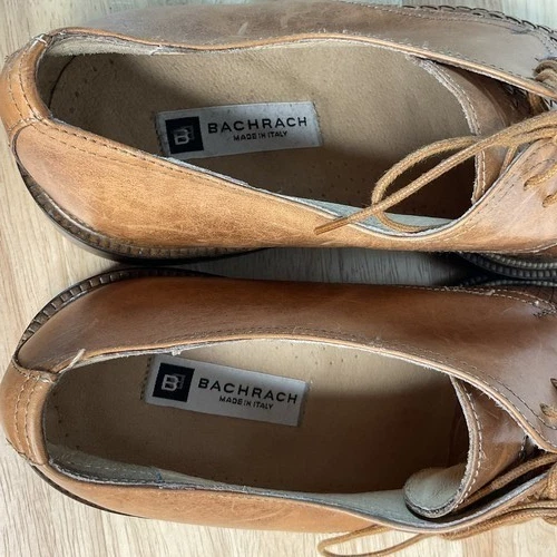 Vestido Bachrach Cuero Marrón Con Cordones Oxford Hombre Talla 10M Italia Foto 2 de 4