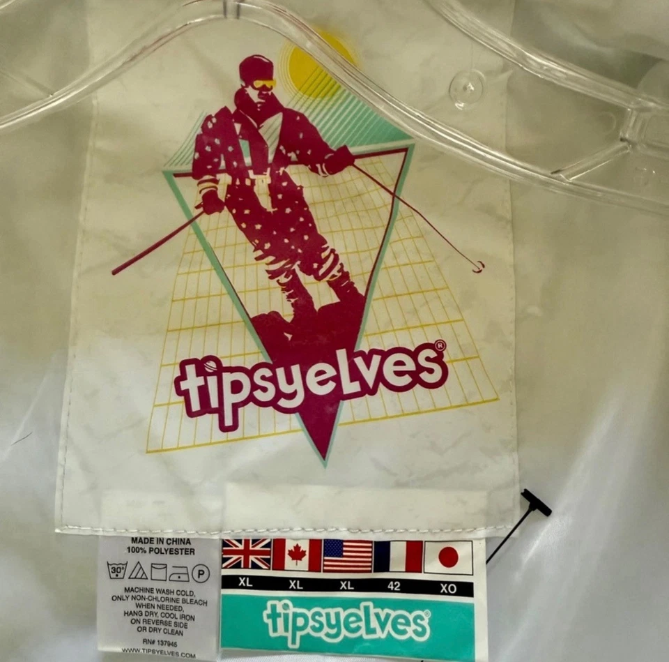 Tipsy Elves Snow Suit Size XL White and Gold with Fur Hood One Piece - Image 3 of 3