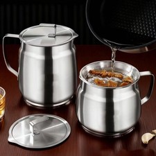1.5/2L StainlessSteel Oil Filter Pot Cooking Soup Grease Strainer Separator Home