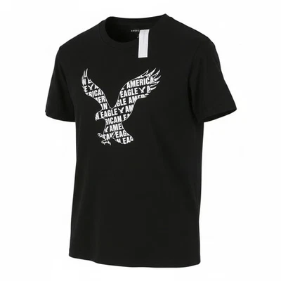 American Eagle Outfitters T-Shirt Homme M Noir Col Rond Manches Courtes - Photo 1/4