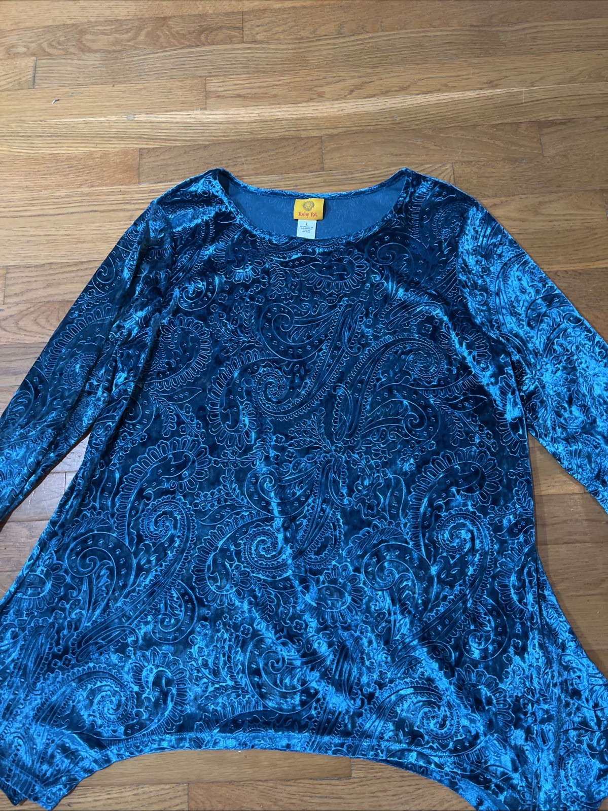 Ruby Rd Jacket Womans Large Turquoise Velvet Velo… - image 2