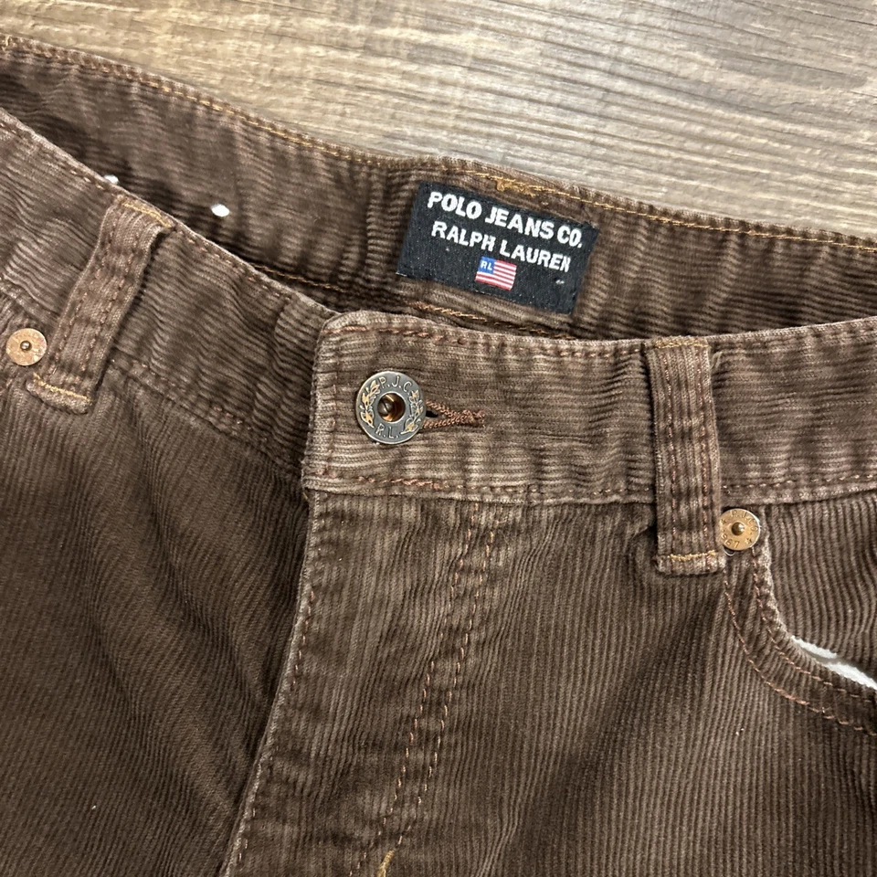 Polo Jeans Co Ralph Lauren VTG Y2K Brown Thin Wale Cords 4x32 boot flare - Image 2 of 4