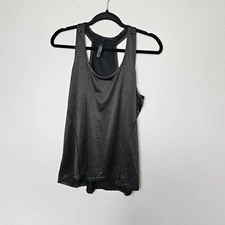 90 degrees by reflex Black Thin Gold Stripe Loose Fit Racerback Tank Size M