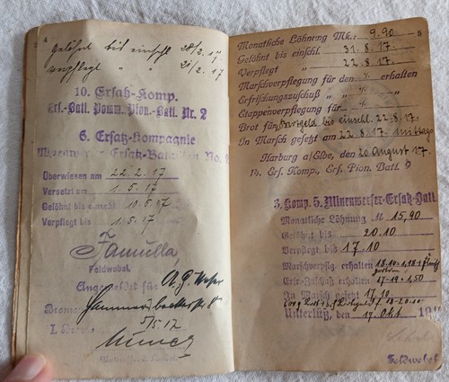 WW1 German Soldbuch. Mortar Regiment. 1916-1918. Paybook. - Picture 5 of 14