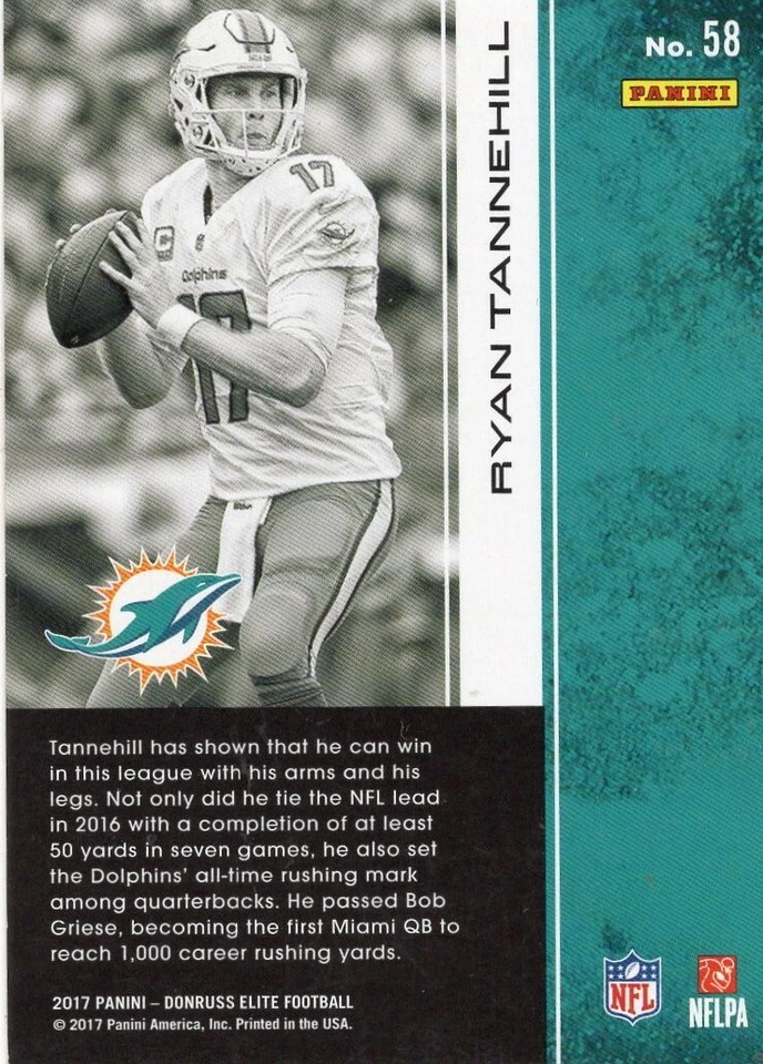 2017 PANINI  DONRUSS ELITE  RYAN TANNEHILL #58 - Image 2 of 2