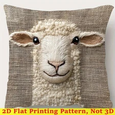 Graphic Printed Vintage Sheep Pattern Reversible Pillowcase Farmhouse Decoration