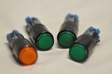 EAO lighted switches, 1 lot of 3 pcs. used, withgreen caps