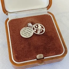 Vintage Sterling Pendant Charm Sliding Discs 'Girlfriends Are Family We Choose.'