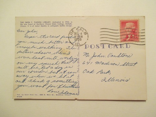 DeKalb Illinois Postcard Swen F parson Library IL - Picture 2 of 2