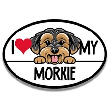 Magnet Me Up I Love My Morkie Dog Breed Bumper Magnet Decal, 4x6 Inches, Oval